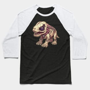 Scary Mummy Chibi T-Rex Isometric Dinosaur Skeleton Baseball T-Shirt